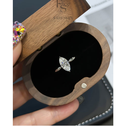 Fareshin Round Cut Classic - , D Color, Vvs1, Moissanite Ring - 0.5ct / 925 Sterling Silver - detail view | FARESHIN