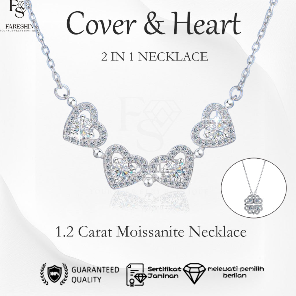 Round Cut Moissanite Heart Necklace — 1.2ct, D-color, VVS1, 925 Sterling Silver