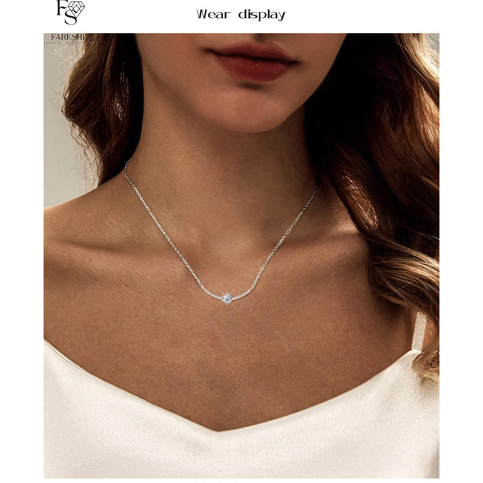 Round Cut Moissanite Classic Necklace — 0.5ct, D-color, VVS1, 925 Sterling Silver