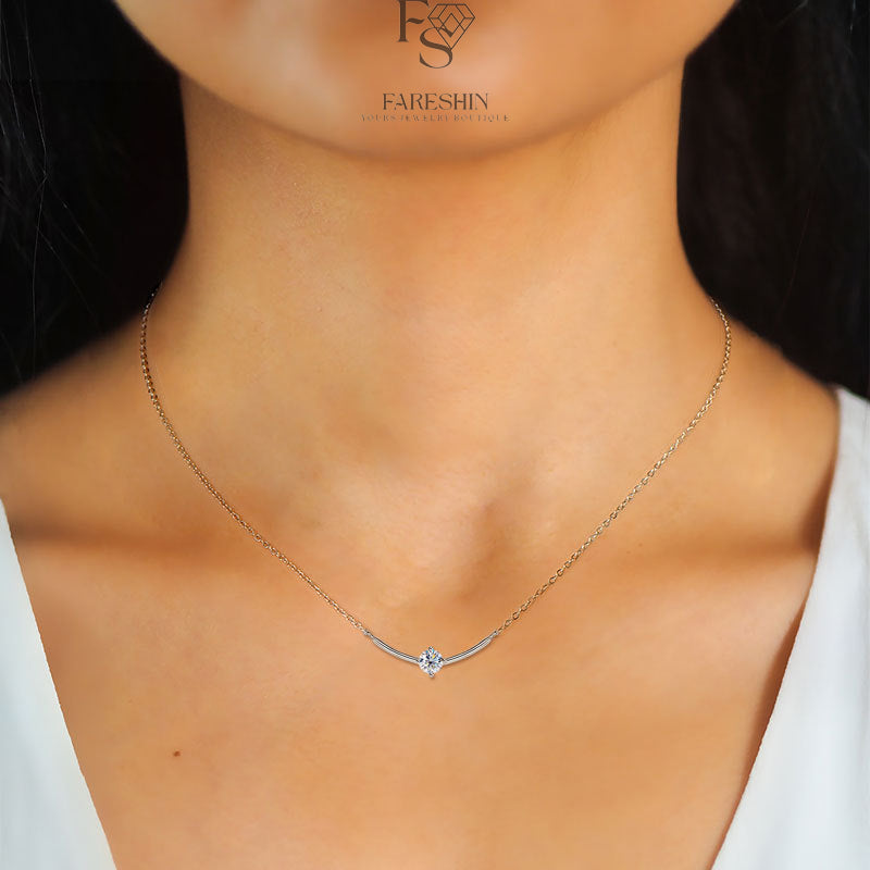 Round Cut Moissanite Classic Necklace — 0.5ct, D-color, VVS1, 925 Sterling Silver