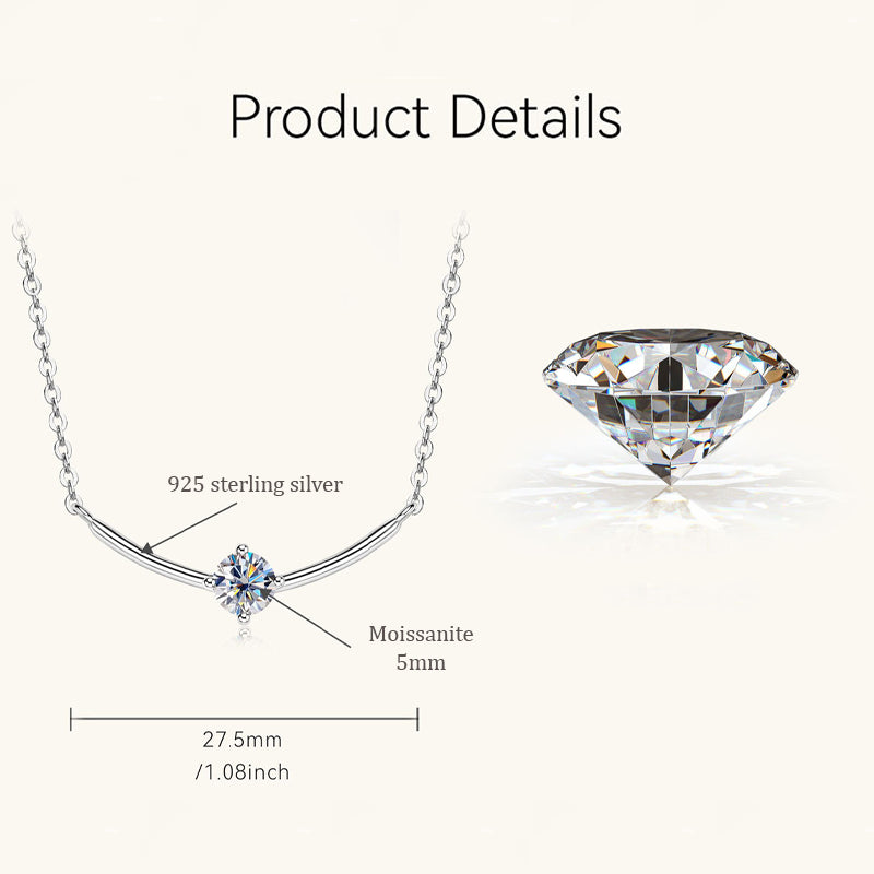 Round Cut Moissanite Classic Necklace — 0.5ct, D-color, VVS1, 925 Sterling Silver