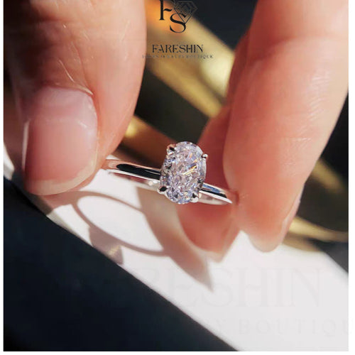 Fareshin K Oval Moissanite Ring - 0.5ct / 18K Gold Vermeil - detail view | FARESHIN