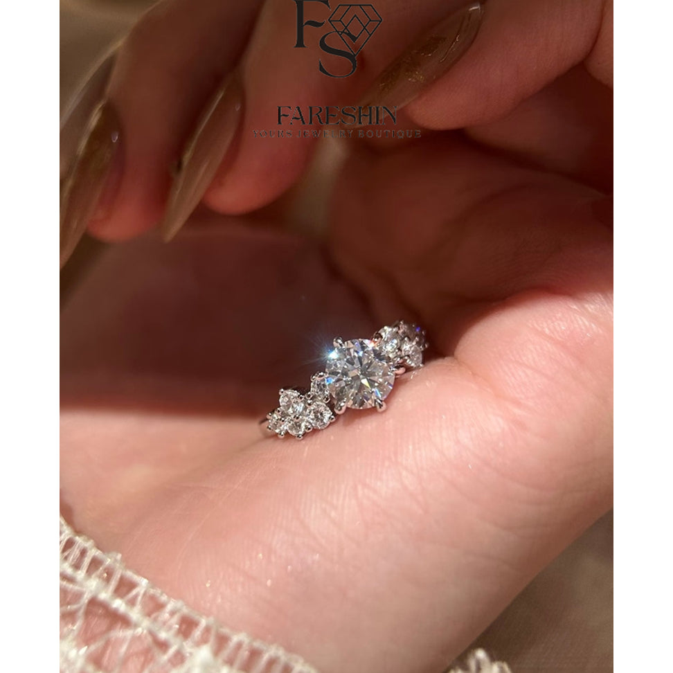 Round Cut Moissanite Heart Ring — 0.5ct, D-color, VVS1, 18K Gold Vermeil