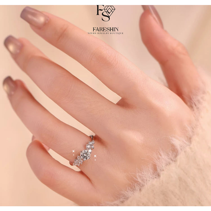 Round Cut Moissanite Heart Ring — 0.5ct, D-color, VVS1, 18K Gold Vermeil