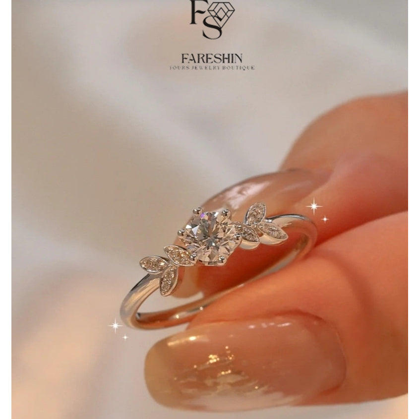 Round Cut Moissanite Heart Ring — 0.5ct, D-color, VVS1, 18K Gold Vermeil