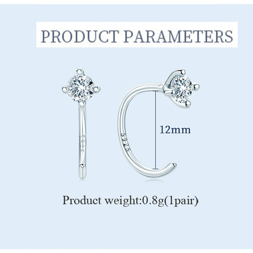 Fareshin Celestial Curve Moissanite Earrings - 0.2ct + 0.2ct / 925 Sterling Silver - lifestyle or scale view | FARESHIN