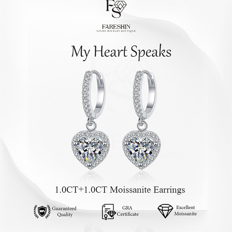 Round Cut Moissanite Heart Ring — 0.5ct, D-color, VVS1, 925 Sterling Silver