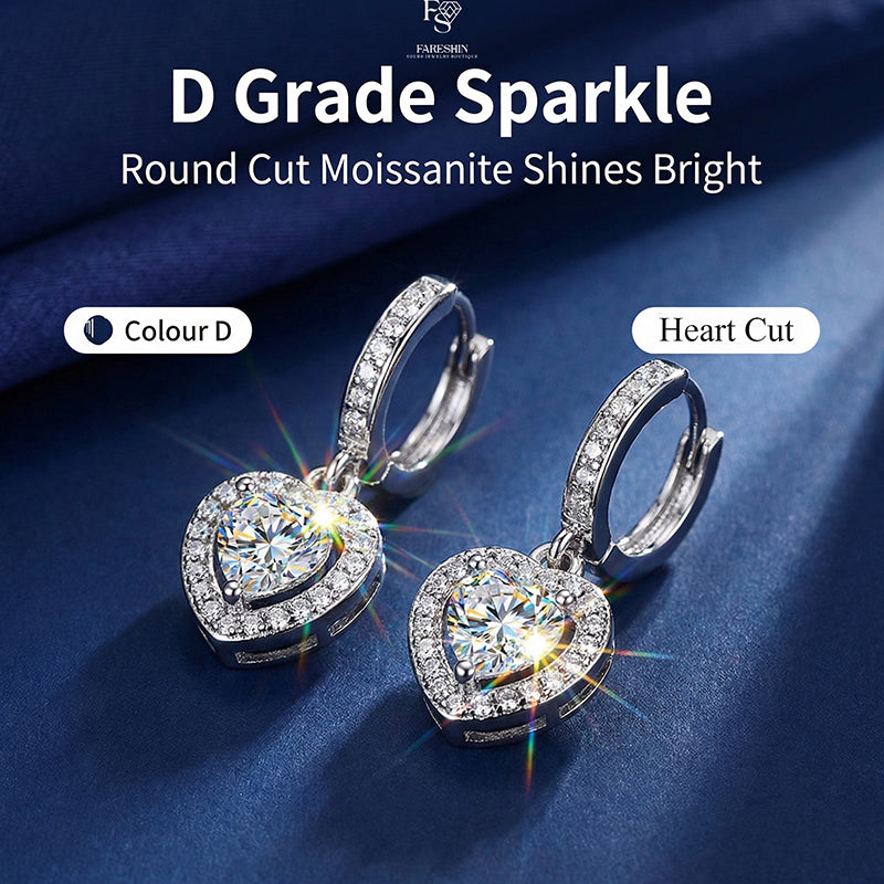 Round Cut Moissanite Heart Ring — 0.5ct, D-color, VVS1, 925 Sterling Silver
