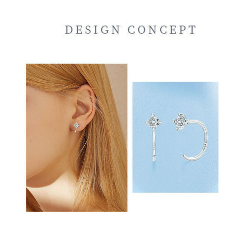 Fareshin Celestial Curve Moissanite Earrings - 0.2ct + 0.2ct / 925 Sterling Silver - additional product view | FARESHIN