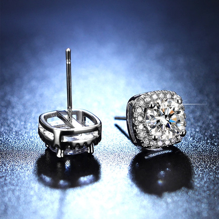 Round Cut Moissanite Square Ring — 0.5ct, D-color, VVS1, 925 Sterling Silver