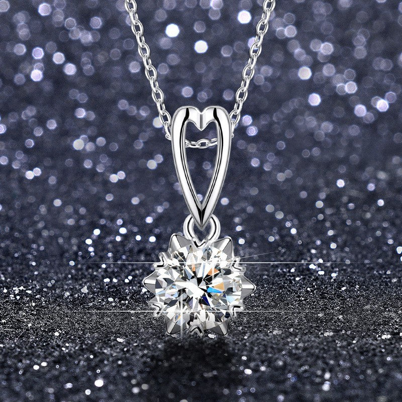 Round Cut Moissanite Classic Necklace — 0.5ct, D-color, VVS1, 925 Sterling Silver