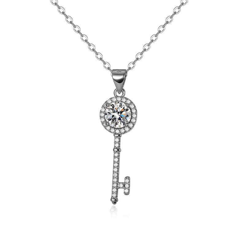Round Cut Moissanite Heart Necklace — 0.5ct, D-color, VVS1, 925 Sterling Silver