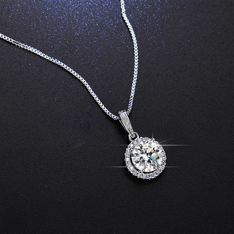 Round Cut Moissanite Star Necklace — 0.5ct, D-color, VVS1, 925 Sterling Silver
