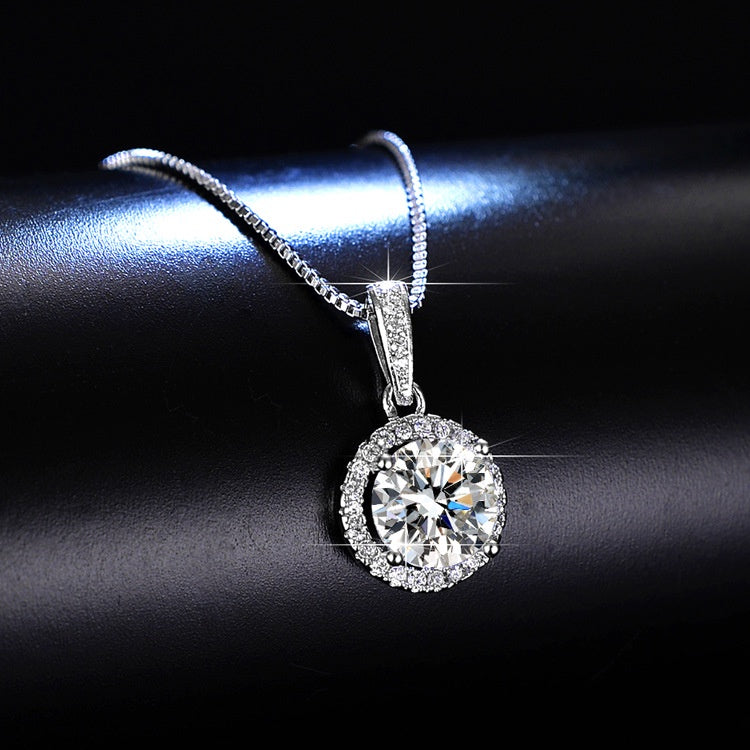 Round Cut Moissanite Star Necklace — 0.5ct, D-color, VVS1, 925 Sterling Silver