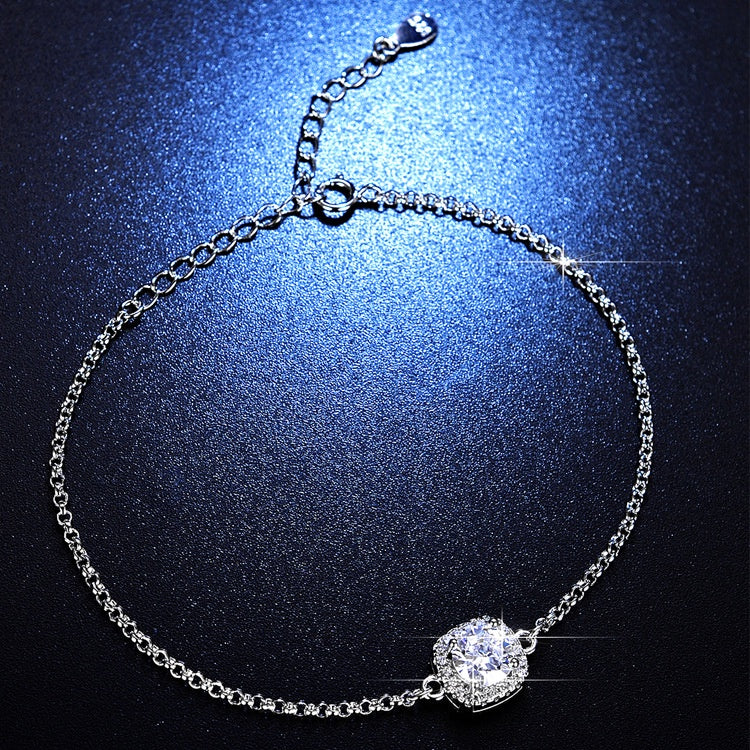 Round Cut Moissanite Square Bracelet — 0.5ct, D-color, VVS1, 925 Sterling Silver