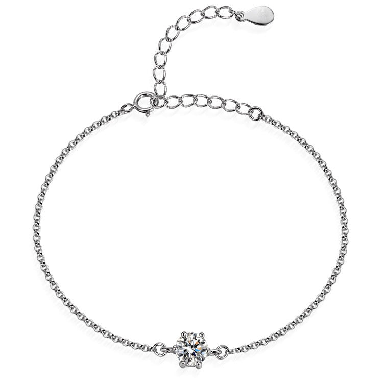 Round Cut Moissanite Heart Bracelet — 0.5ct, D-color, VVS1, 925 Sterling Silver