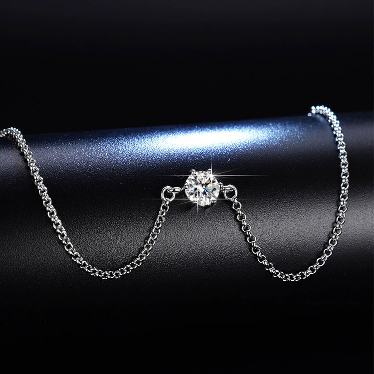 Round Cut Moissanite Heart Bracelet — 0.5ct, D-color, VVS1, 925 Sterling Silver
