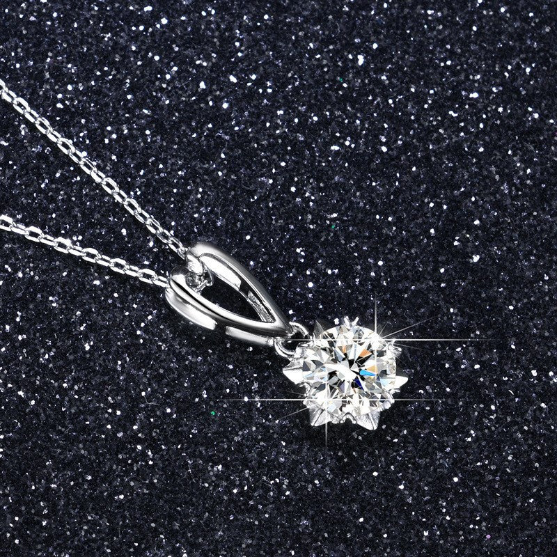 Round Cut Moissanite Classic Necklace — 0.5ct, D-color, VVS1, 925 Sterling Silver