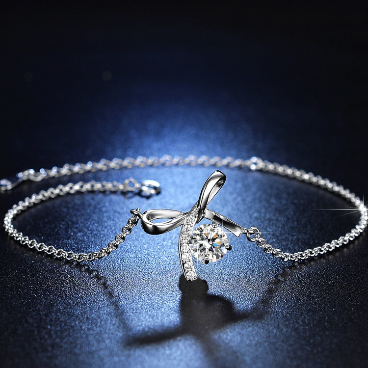 Round Cut Moissanite Butterfly Bracelet — 0.5ct, D-color, VVS1, 925 Sterling Silver