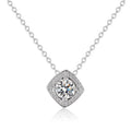 Round Cut Moissanite Square Necklace — 1.0ct, D-color, VVS1, 925 Sterling Silver
