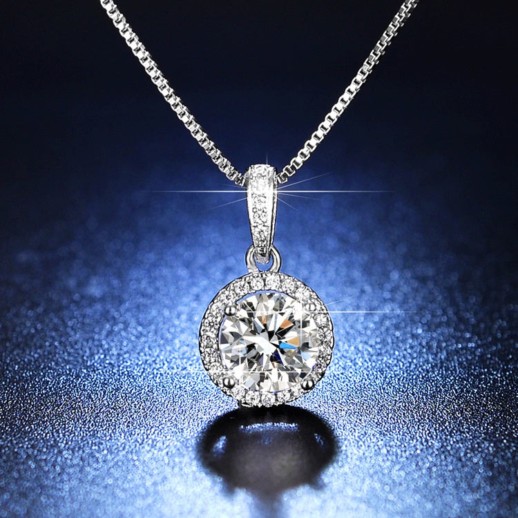 Round Cut Moissanite Star Necklace — 0.5ct, D-color, VVS1, 925 Sterling Silver