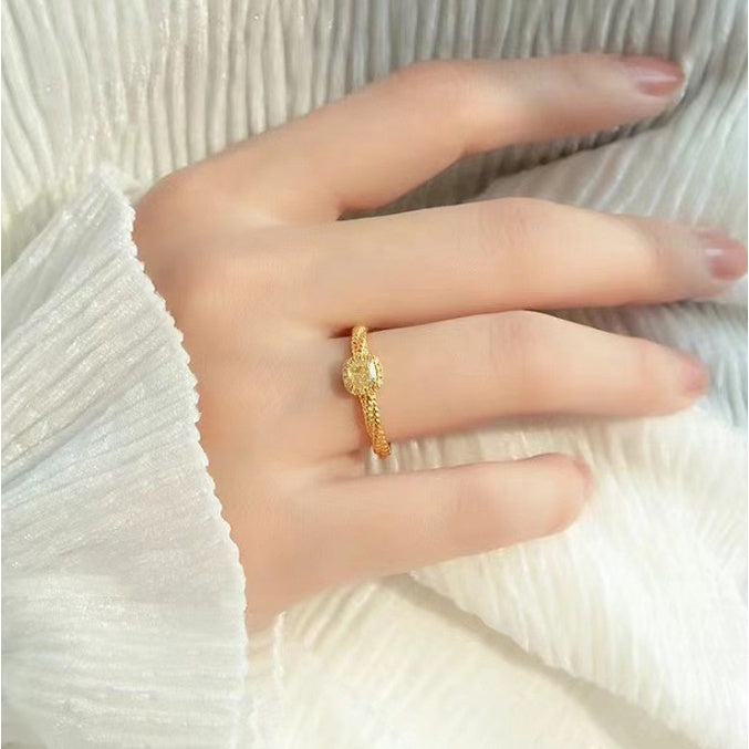 Round Cut Moissanite Square Ring — 0.5ct, D-color, VVS1, 18K Gold Vermeil