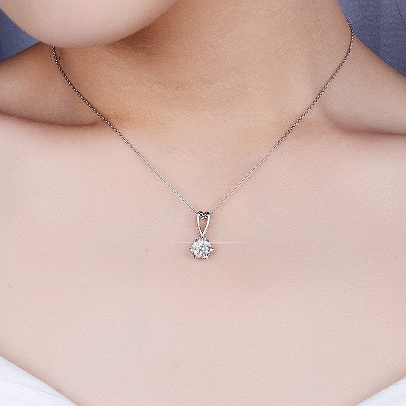 Round Cut Moissanite Classic Necklace — 0.5ct, D-color, VVS1, 925 Sterling Silver