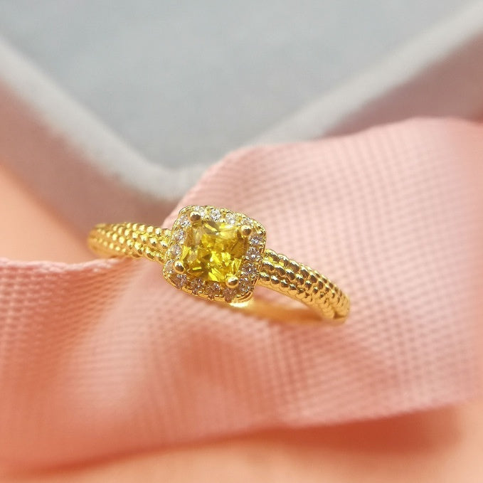 Round Cut Moissanite Square Ring — 0.5ct, D-color, VVS1, 18K Gold Vermeil