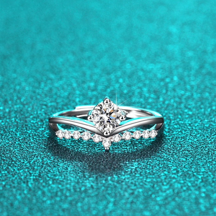 Round Cut Moissanite Heart Ring — 0.5ct, D-color, VVS1, 18K Gold Vermeil