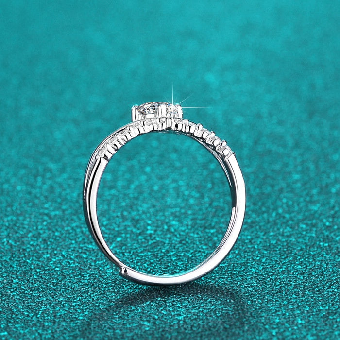 Round Cut Moissanite Heart Ring — 0.5ct, D-color, VVS1, 18K Gold Vermeil