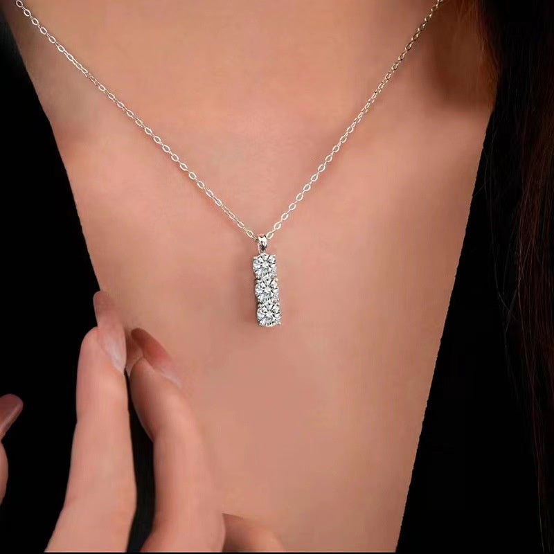 Round Cut Moissanite Star Necklace — 0.5ct, D-color, VVS1, 925 Sterling Silver