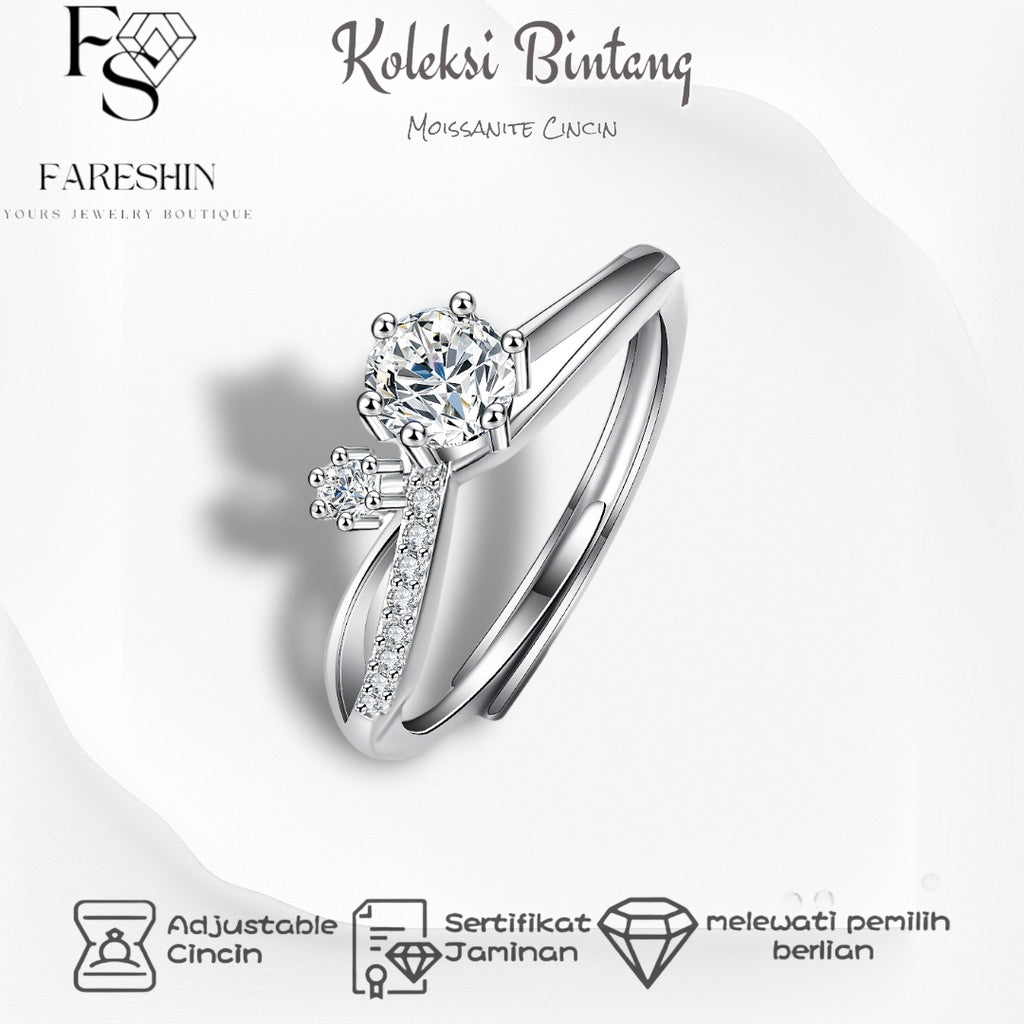Round Cut Moissanite Star Ring — 0.5ct, D-color, VVS1, 18K Gold Vermeil