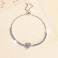 Round Cut Moissanite Heart Bracelet — 2.0ct, D-color, VVS1, 925 Sterling Silver