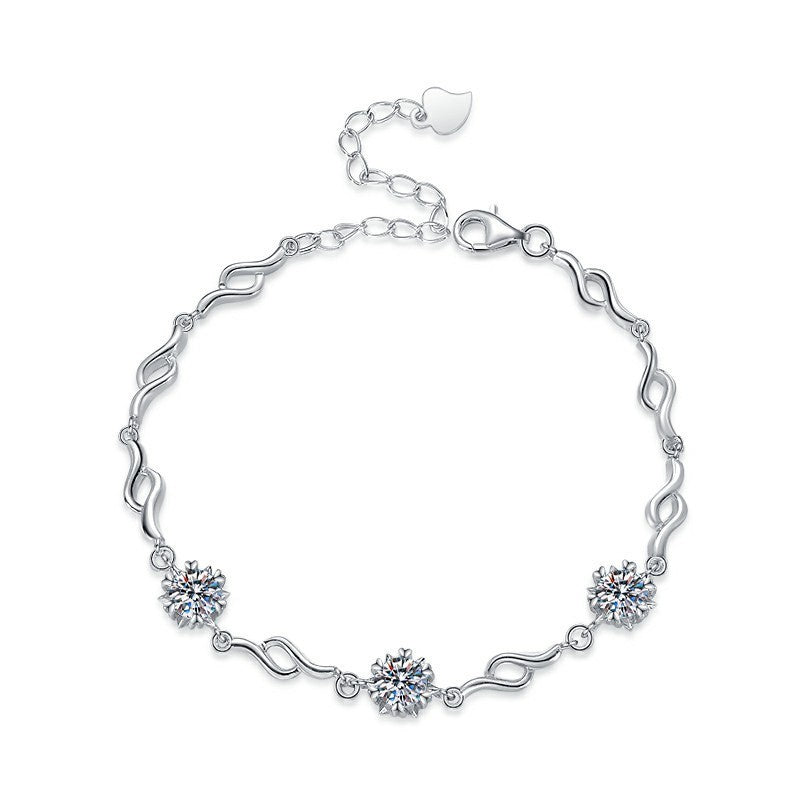 Round Cut Moissanite Star Bracelet — 1.0ct, D-color, VVS1, 925 Sterling Silver