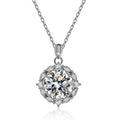 Round Cut Moissanite Heart Necklace — 5.0ct, D-color, VVS1, 925 Sterling Silver