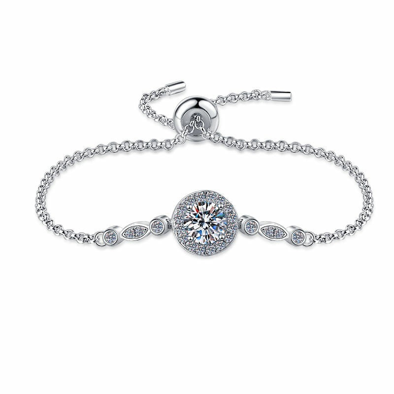 Round Cut Moissanite Star Bracelet — 1.0ct, D-color, VVS1, 925 Sterling Silver